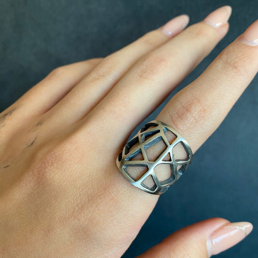 Geometrical Chunky Silver Ring