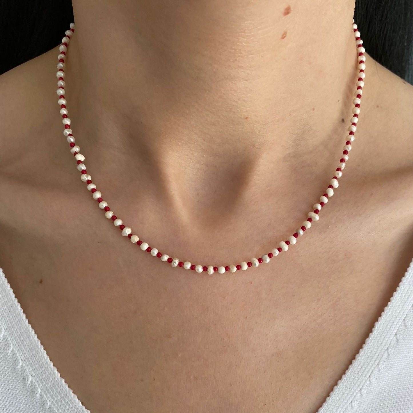 Freshwater Pearls and Coral Gemstone Beaded Necklace
