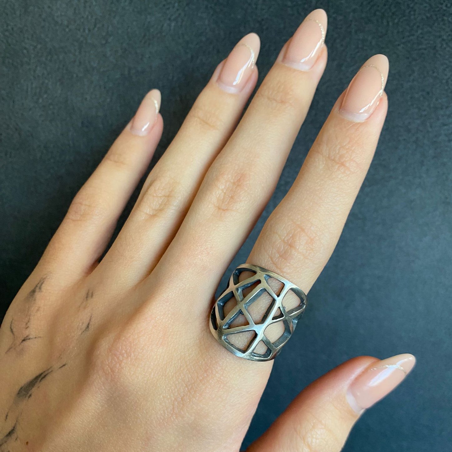 Geometrical Chunky Silver Ring