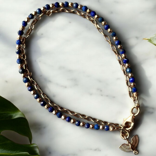 Lapis Lazuli Gemstone Sterling Silver Bracelet