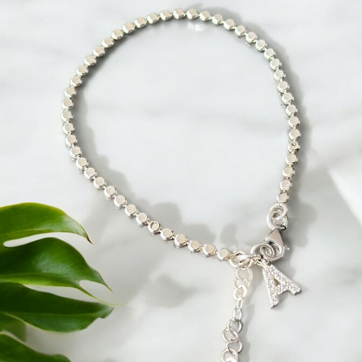 Sterling Silver Initial Letter Chain Bracelet