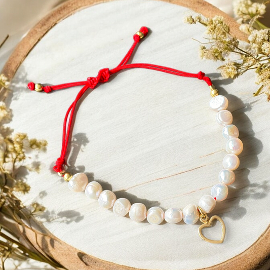 Freshwater Pearl Bracelet with Silver Heart
