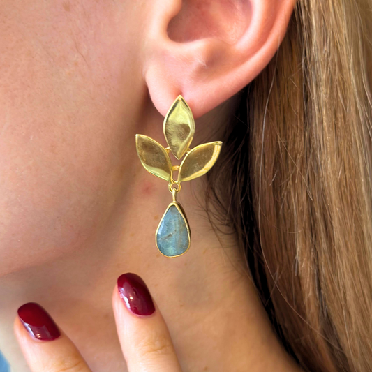 Labradorit Silver Dangle Drop Earrings