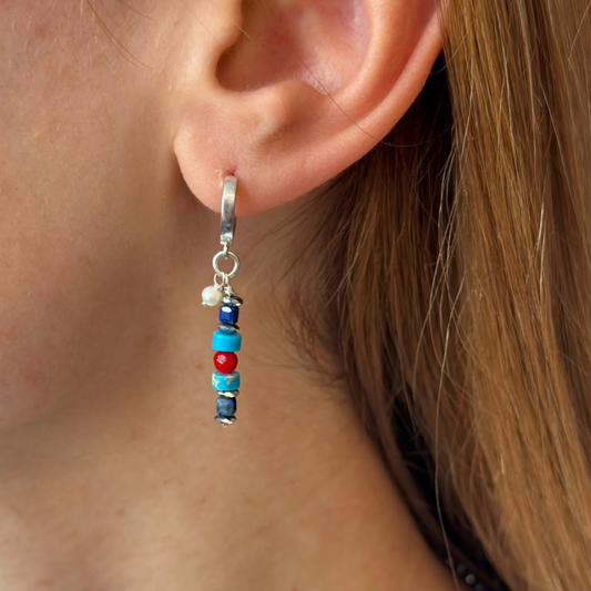 Mismatched Sardine and Gemstone Earrings