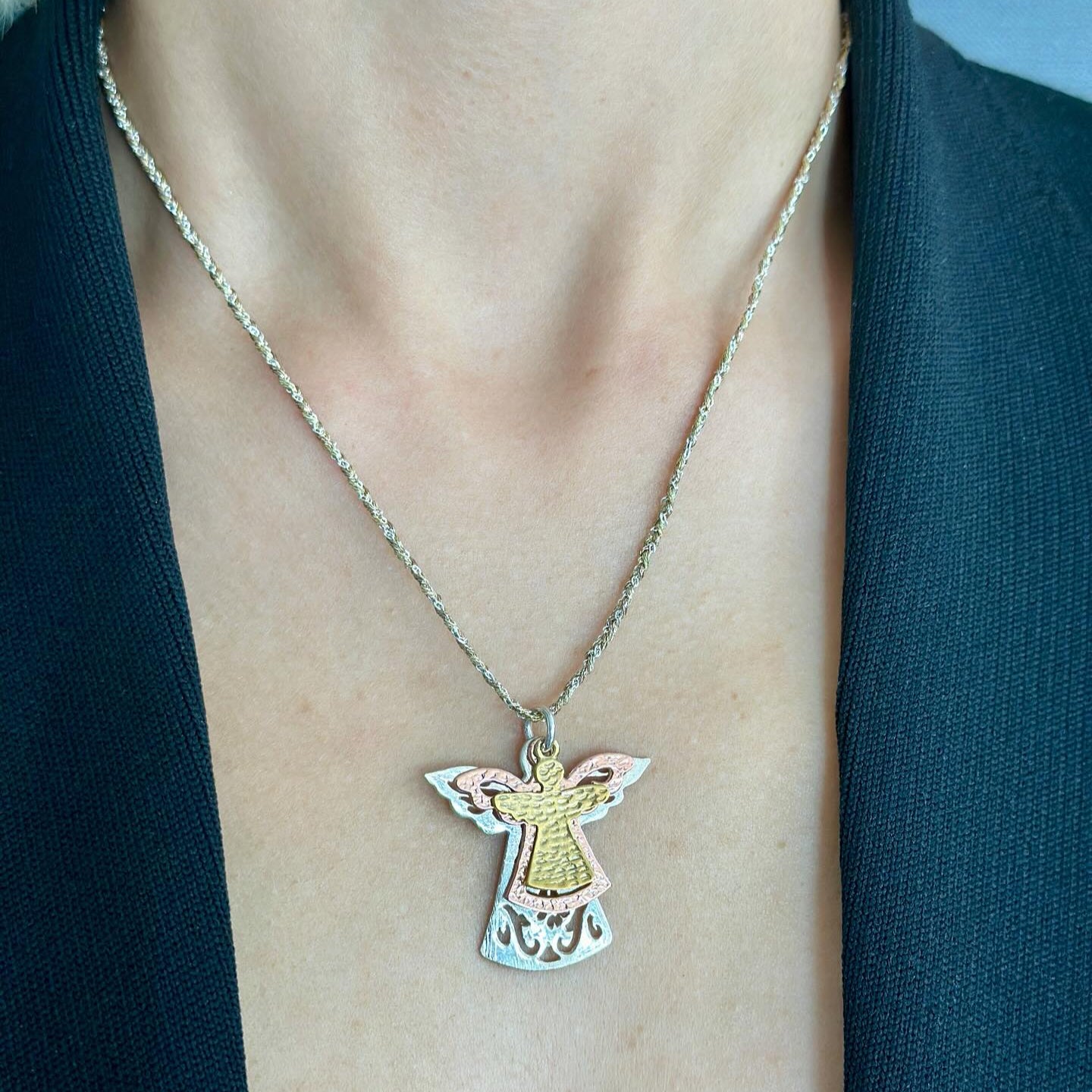 Three Angels Necklace Silver Gold Rose Gold