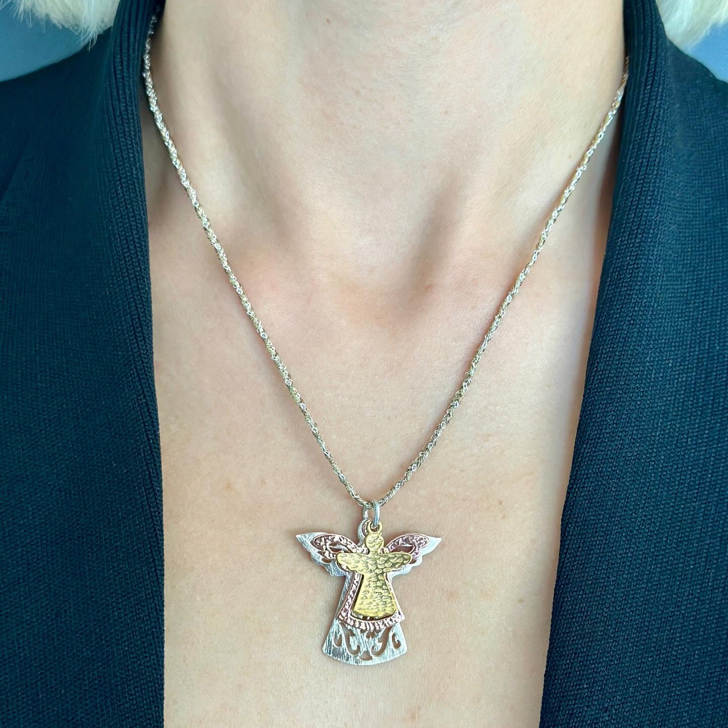 Three Angels Necklace Silver Gold Rose Gold