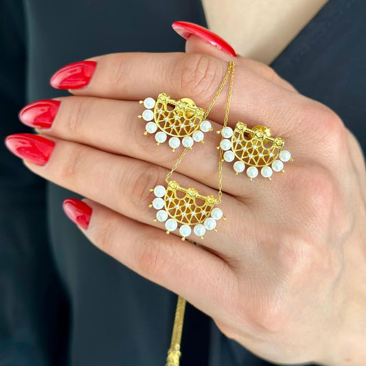 Pearl Dangle Drop Earrings Gold Plated 925 Silver Earrings