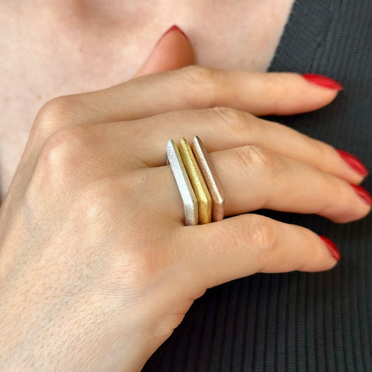 Geometric Stacking Rings in Sterling Silver, Gold and Rose Gold Plated