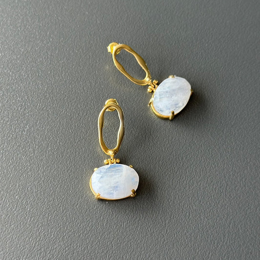 Moonstone Drop Earrings in Sterling Silver