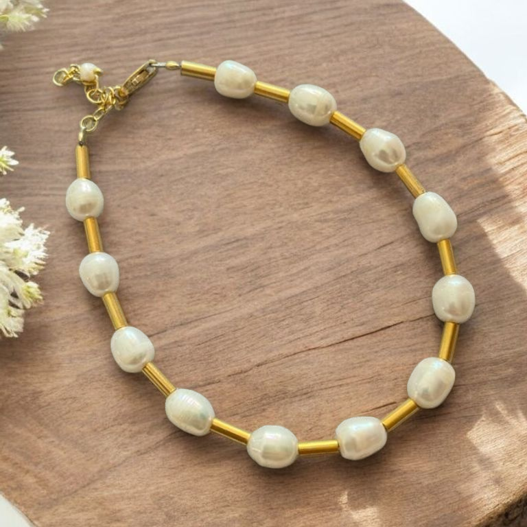 Aida Freshwater Pearl and Sterling Silver Bracelet - 14K Gold Plated