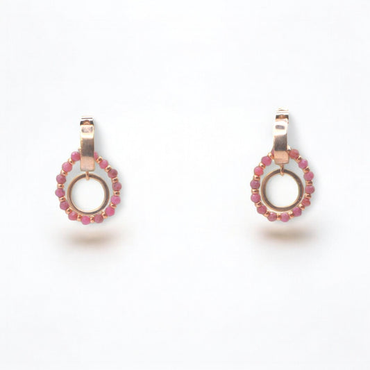 Pink Tourmaline Drop Earrings in Sterling Silver Gold Plated