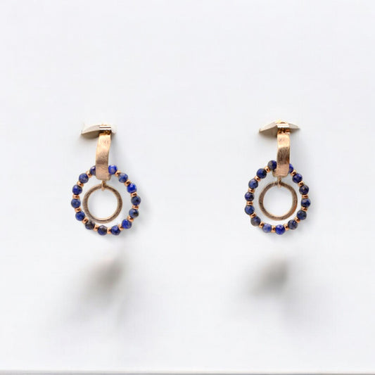 Lapis Lazuli Drop Earrings in Sterling Silver Gold Plated