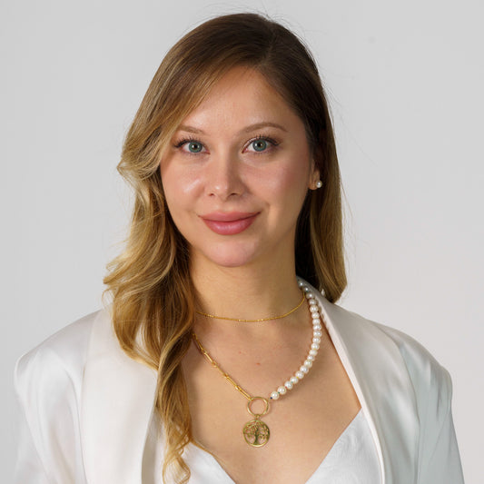 Pearl Long Necklace with and Silver Tree of Life Pendant