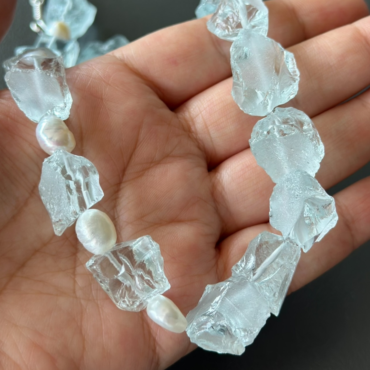 Blue Topaz and Freshwater Pearl Necklace