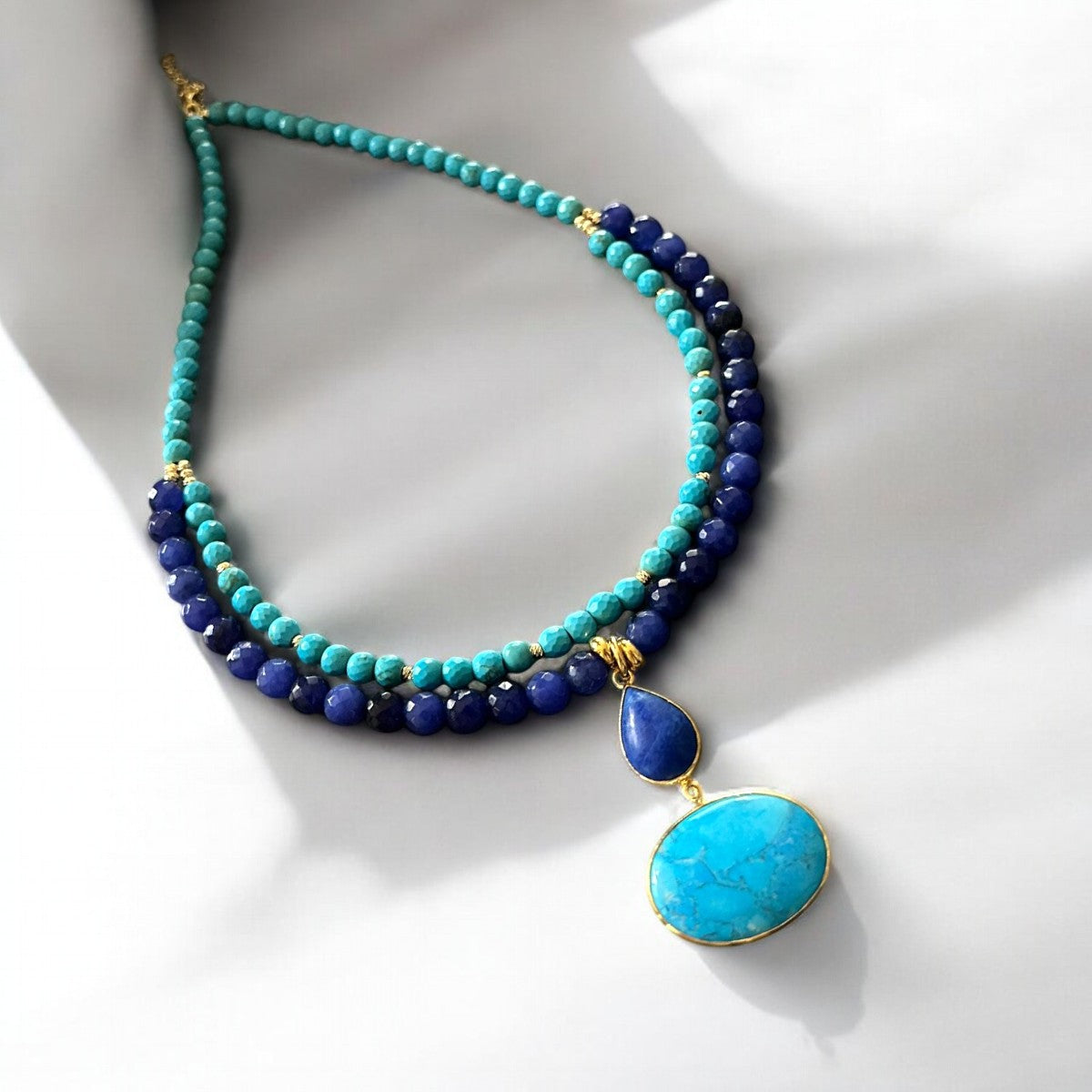 Turquoise and Lapis Lazuli Gemstone Necklace