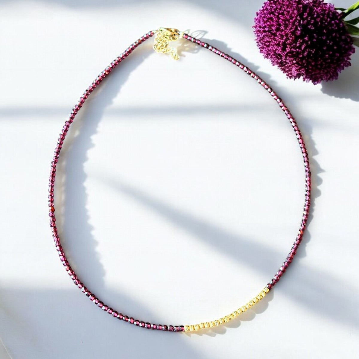 Garnet Gemstone Necklace in 925 Sterling Silver