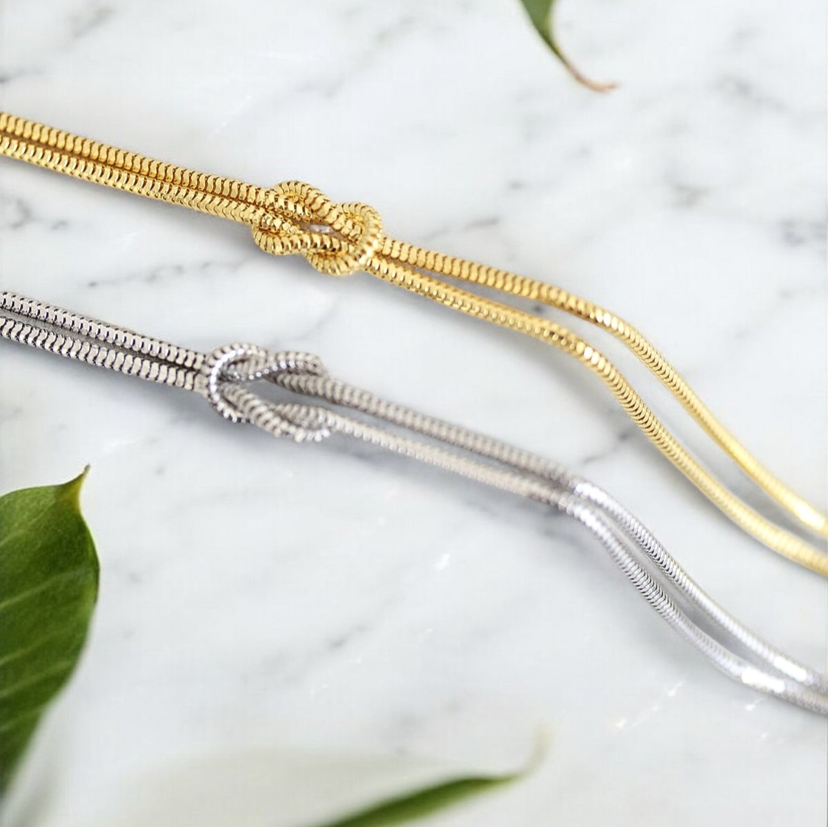 Elegant Knot Gold Plated Silver Double-Chain Bracelet