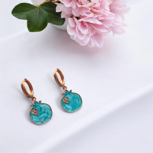 Silver and Enamel Pomegranate Earrings