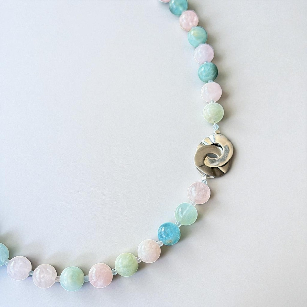 Morganite Necklace with Chunky Silver Clasp