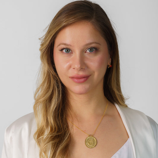 Angel Big Plate 925 Sterling Silver 14K Gold Plated Necklace