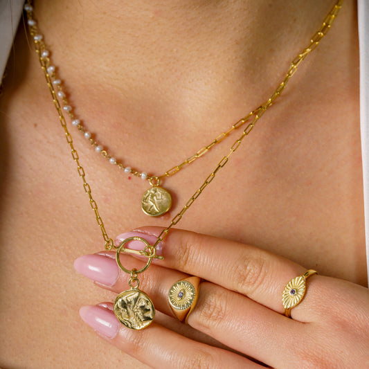 Paris Long Necklace 925 Sterling Silver 14K Gold Plated (Long)