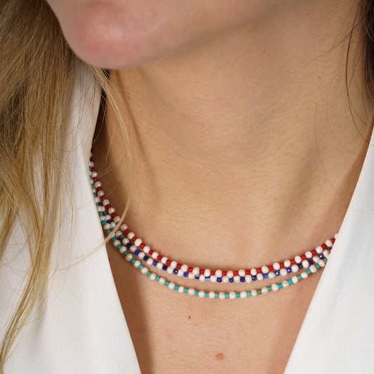 Freshwater Pearls and Lapis Lazuli Gemstone Beaded Necklace