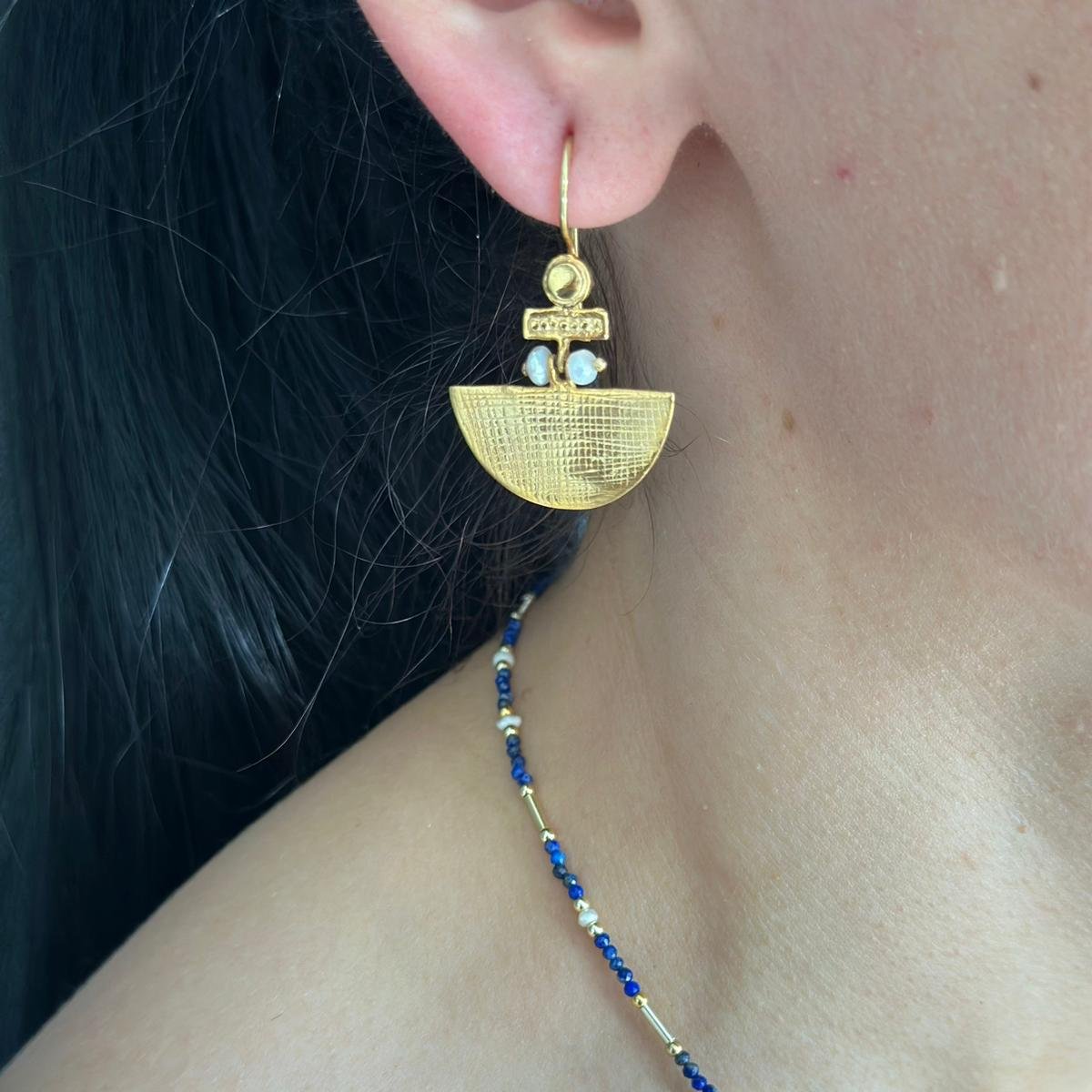 Selena Lapis Lazuli Necklace and 14K Gold Plated Earrings Set
