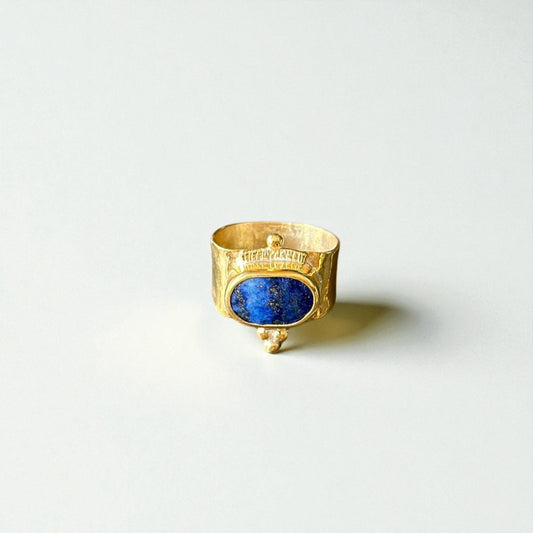 Lapis Lazuli Ring in Sterling Silver Gold Plated