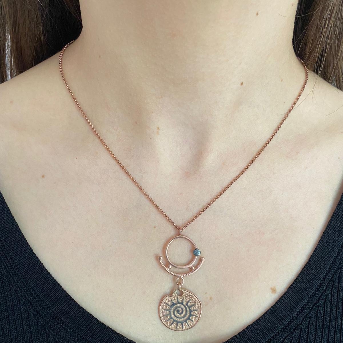 Sun Pendant Long Necklace 925 Sterling Silver 14k Gold Plated