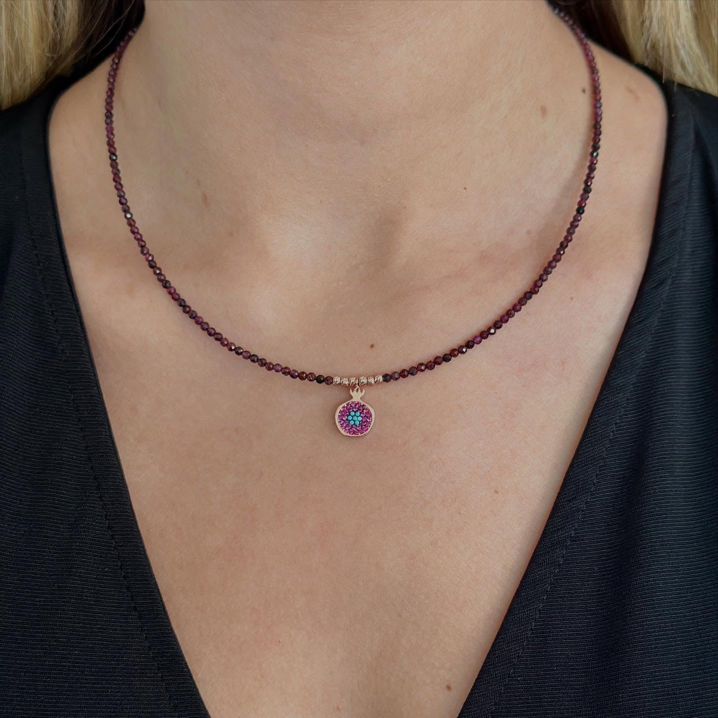 Pomegranate Garnet Necklace and Earrings Set