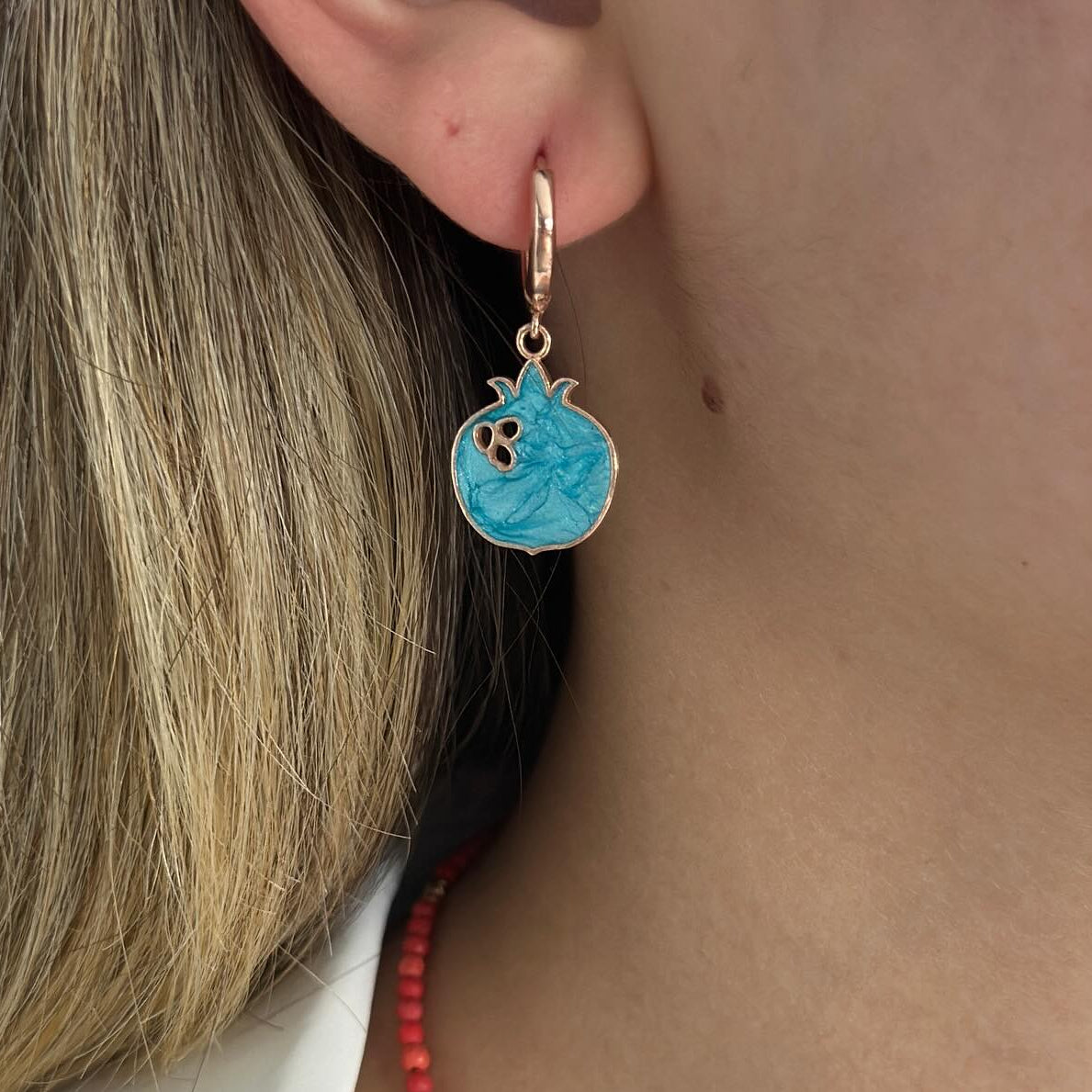 Nar Red Coral Gemstone Necklace and Earrings Set