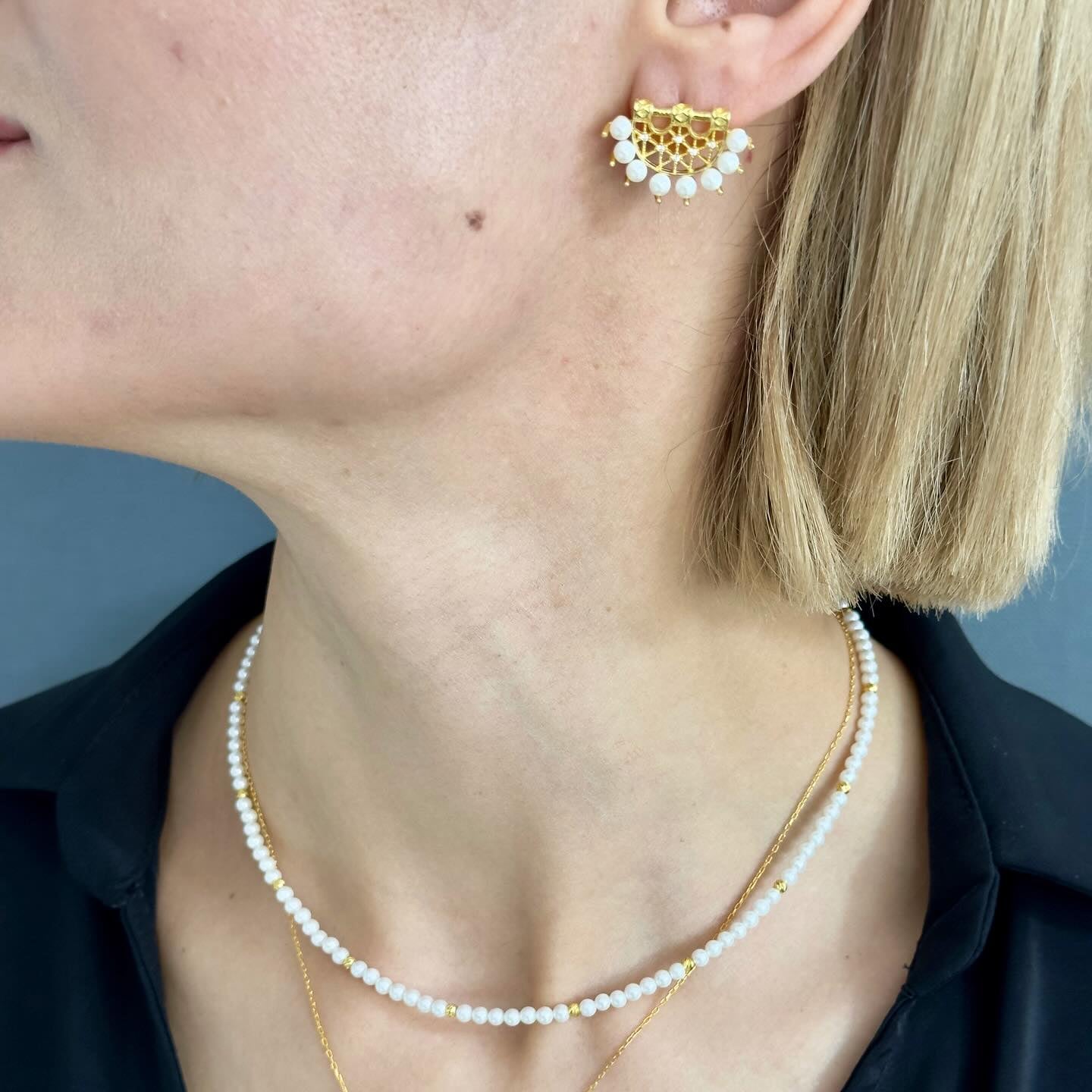 Pearl Dangle Drop Earrings Gold Plated 925 Silver Earrings