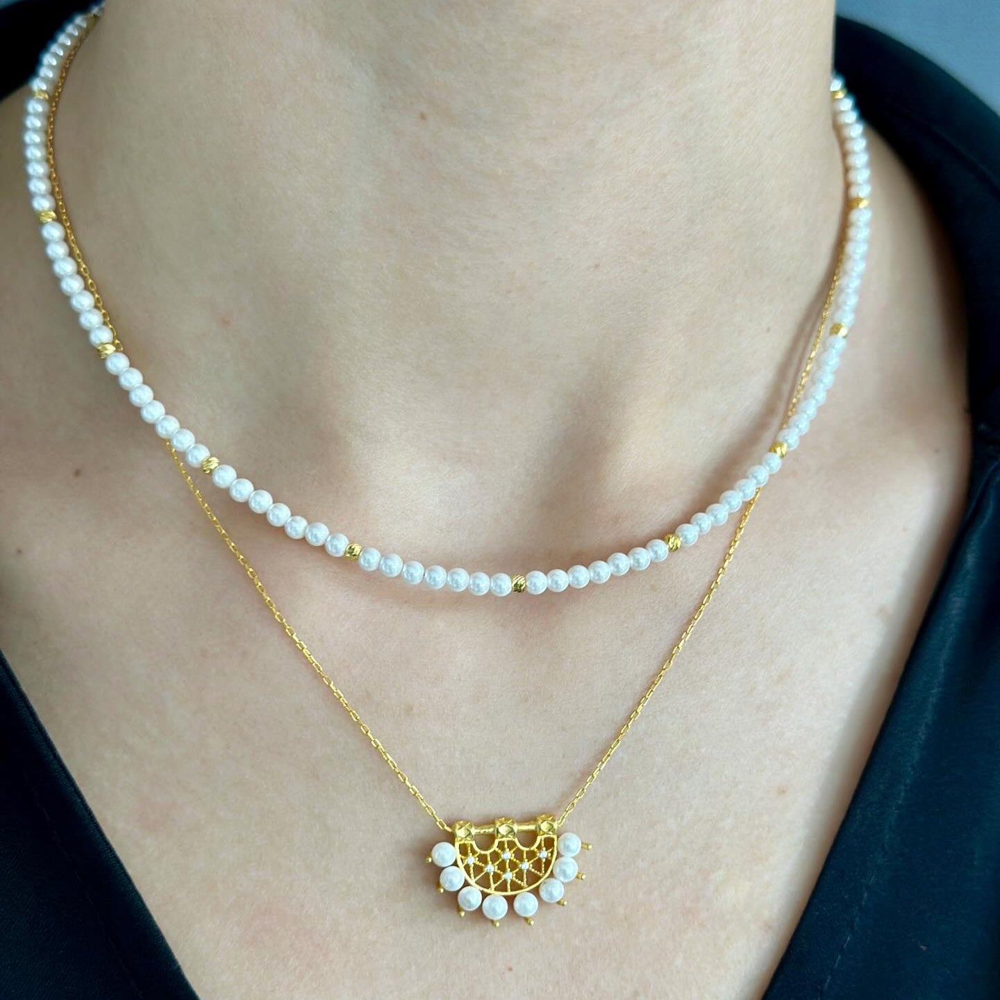 Freshwater Pearl Pendant Necklace Gold Plated 925 Silver
