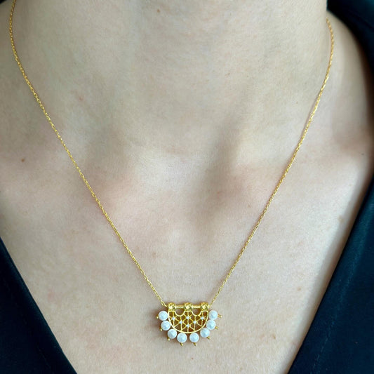Freshwater Pearl Pendant Necklace Gold Plated 925 Silver