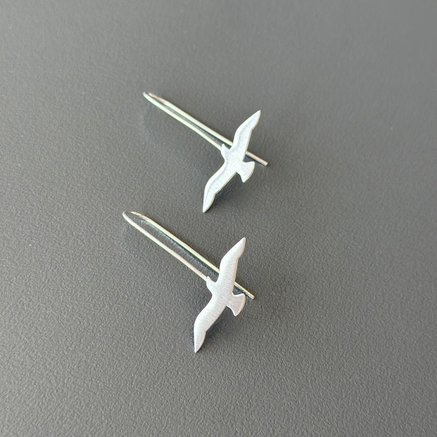 Silver Seagull Earrings and Necklace Set Apatite