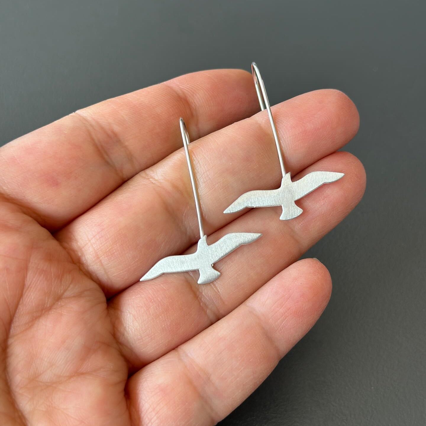 Silver Seagull Earrings and Necklace Set Apatite