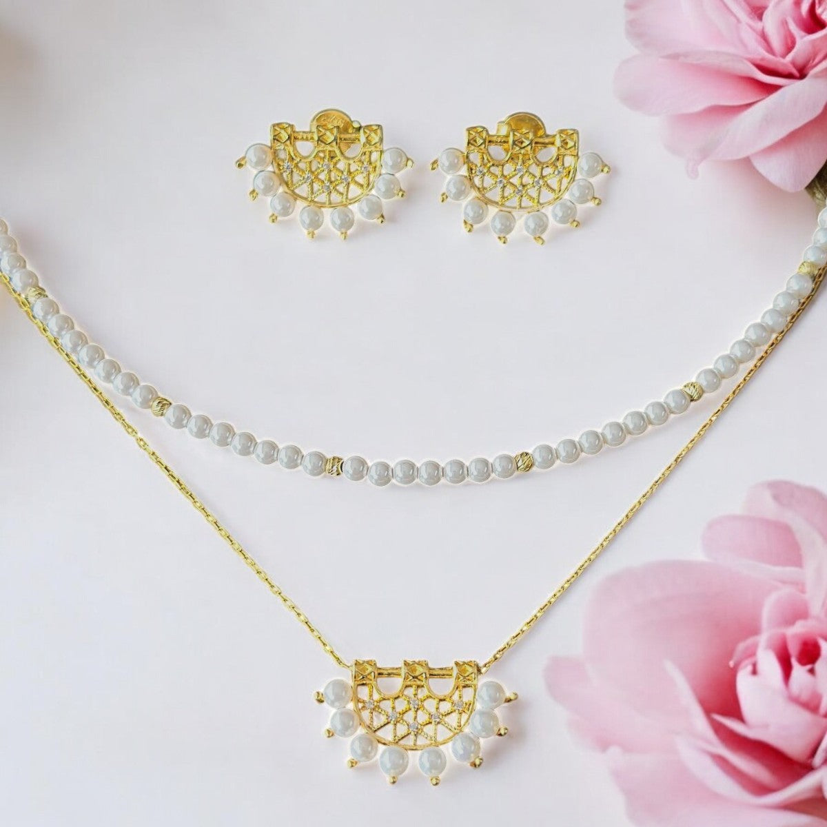 Pearl Dangle Drop Earrings Gold Plated 925 Silver Earrings