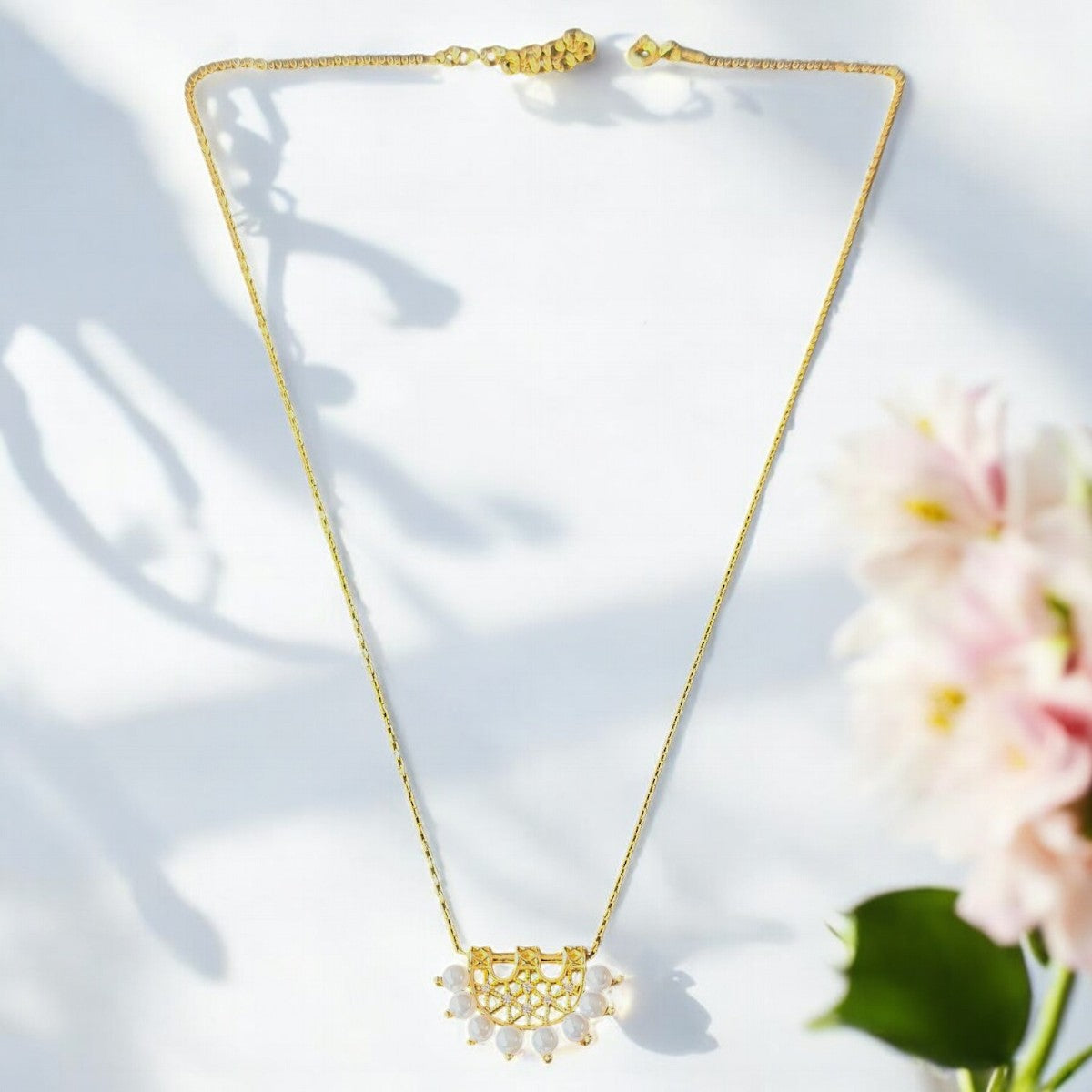Freshwater Pearl Pendant Necklace Gold Plated 925 Silver