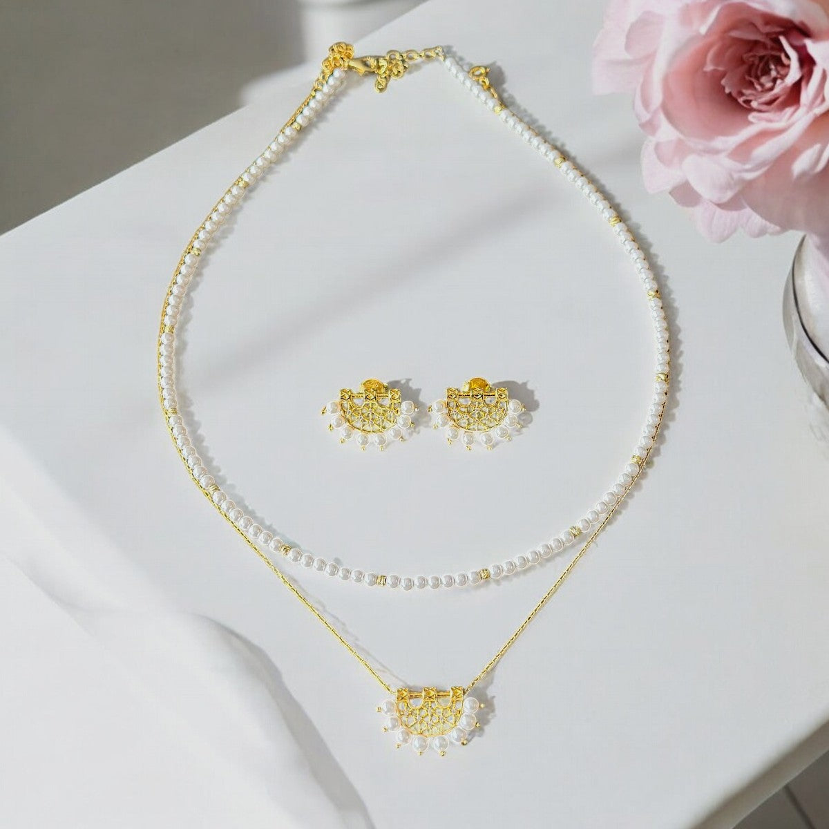 Freshwater Pearl Pendant Necklace Gold Plated 925 Silver
