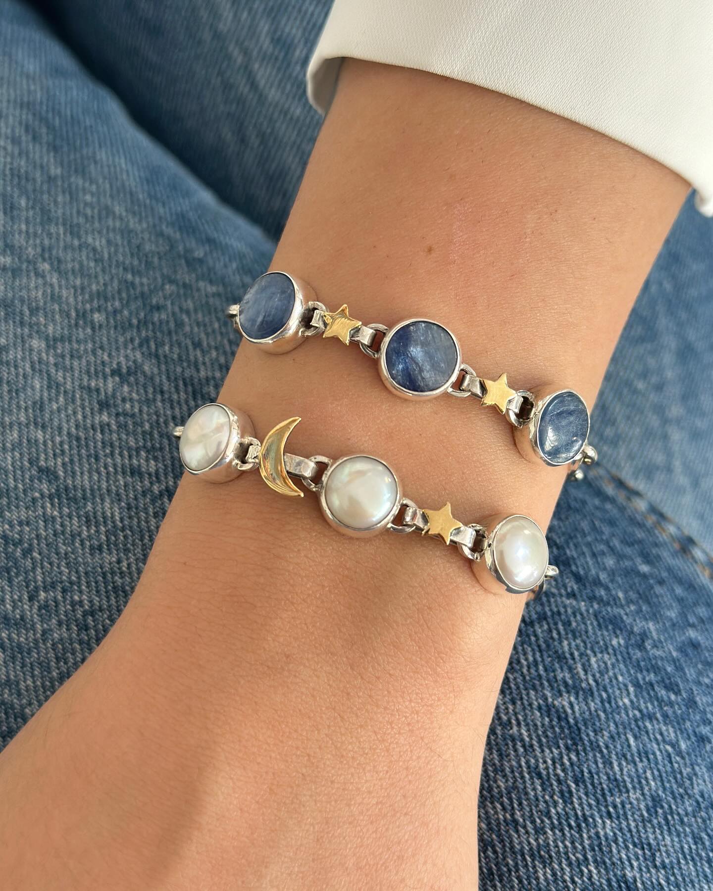 Kyanite Star Bracelet – Sterling Silver with Gold Details