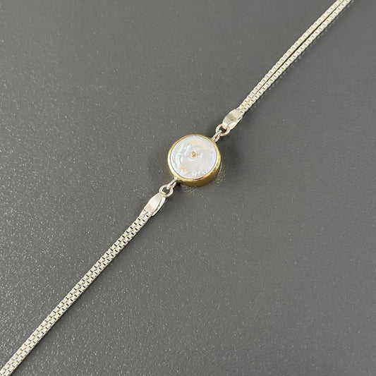 Mother of Pearl Bracelet – Sterling Silver with Gold Detail