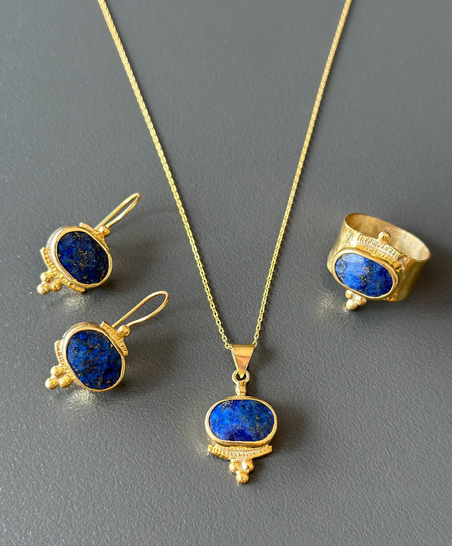 Lapis Lazuli Ring in Sterling Silver Gold Plated