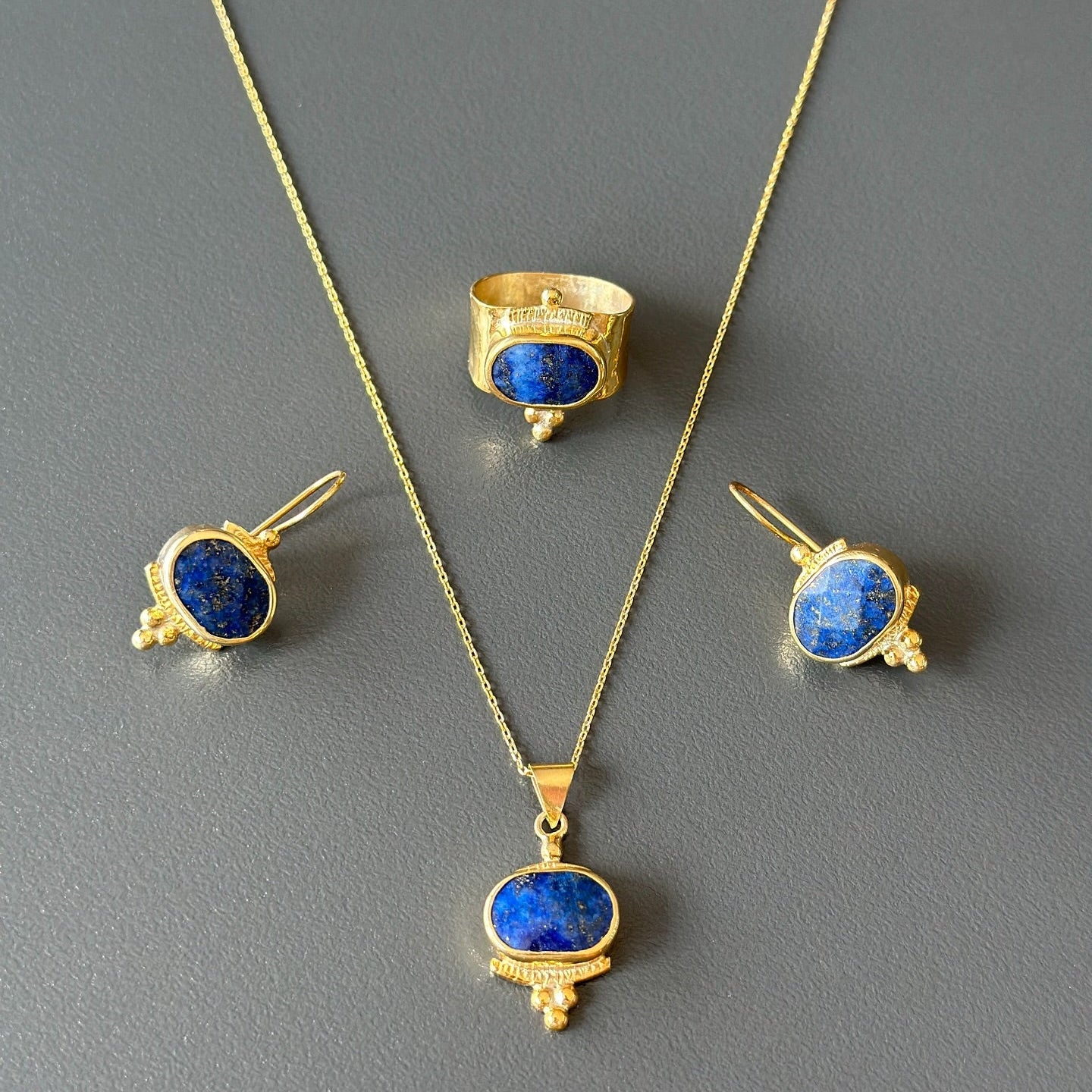 Lapis Lazuli Ring in Sterling Silver Gold Plated