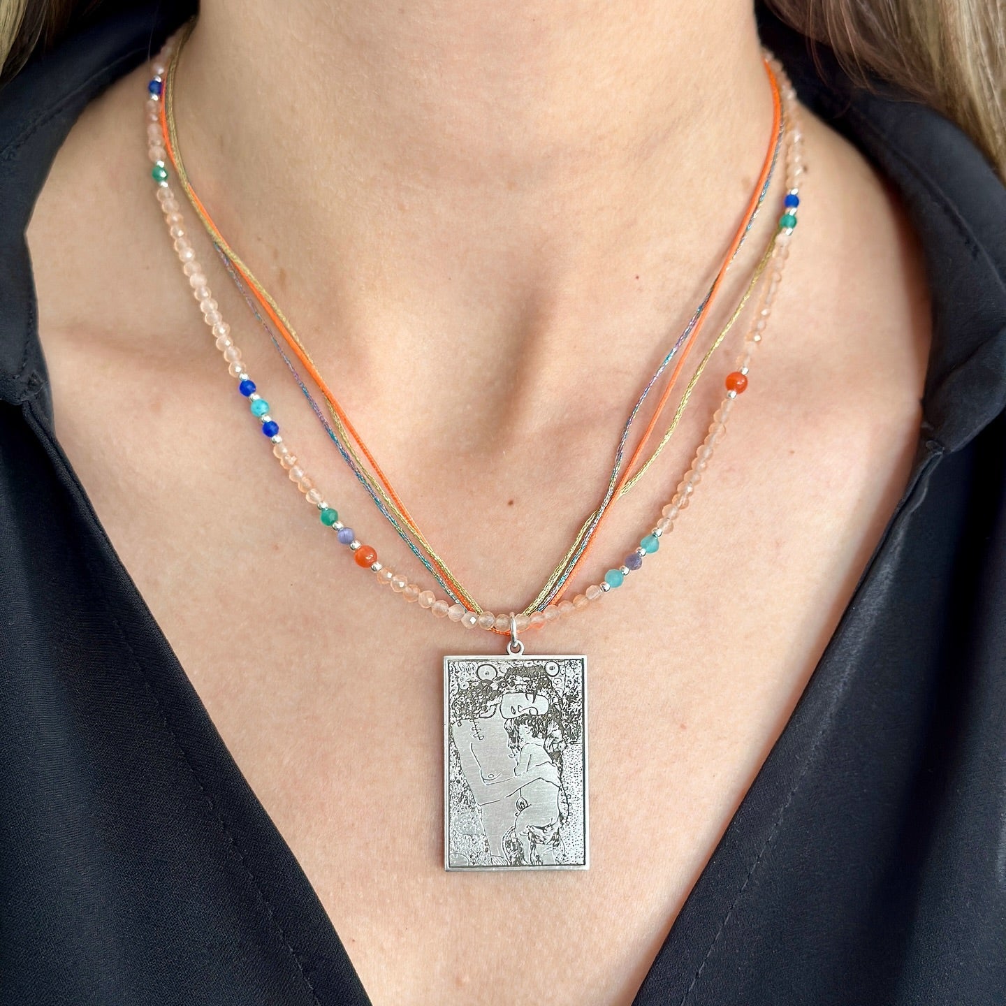 Mother and Child Klimt Necklace