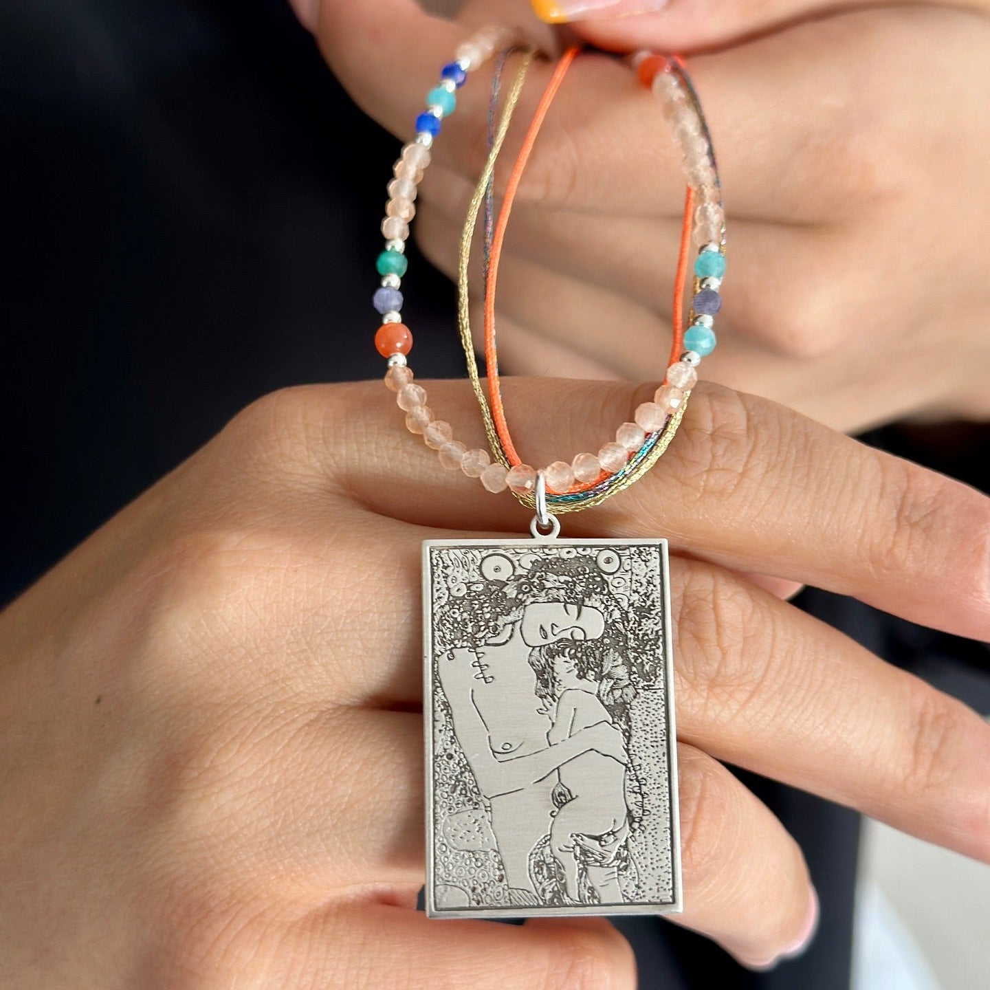 Mother and Child Klimt Necklace