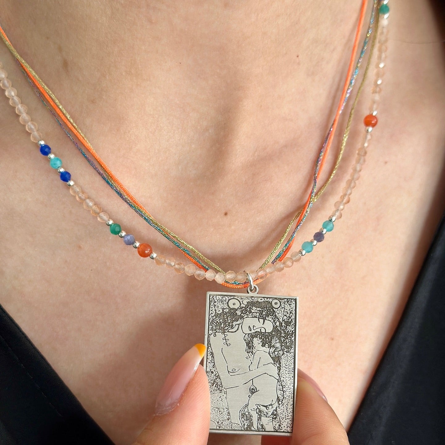 Mother and Child Klimt Necklace