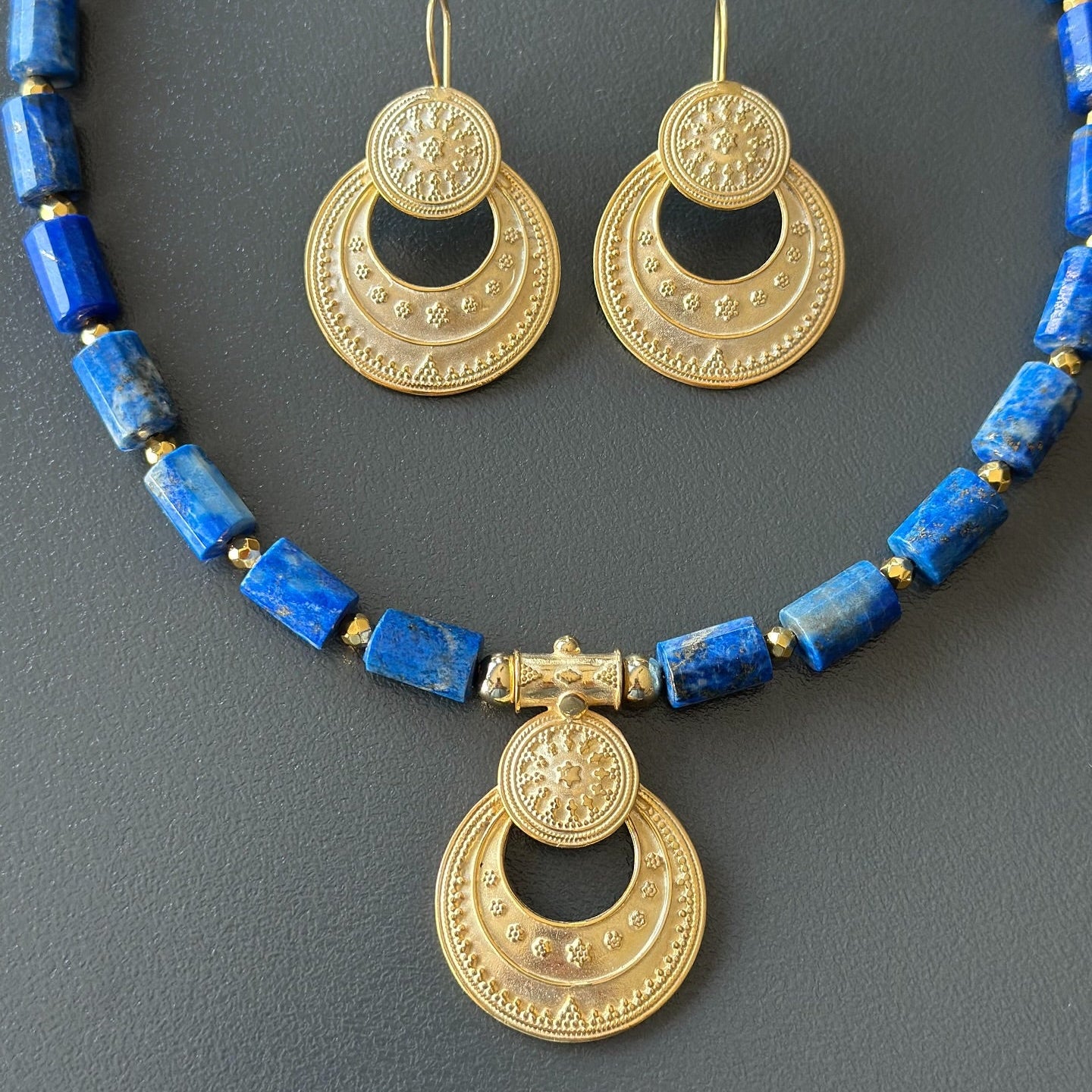 Circle Textured Gold Silver Earrings