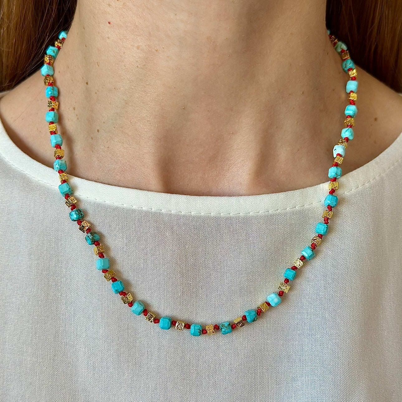 Mesopotamian Turquoise & Gold Layered Necklace