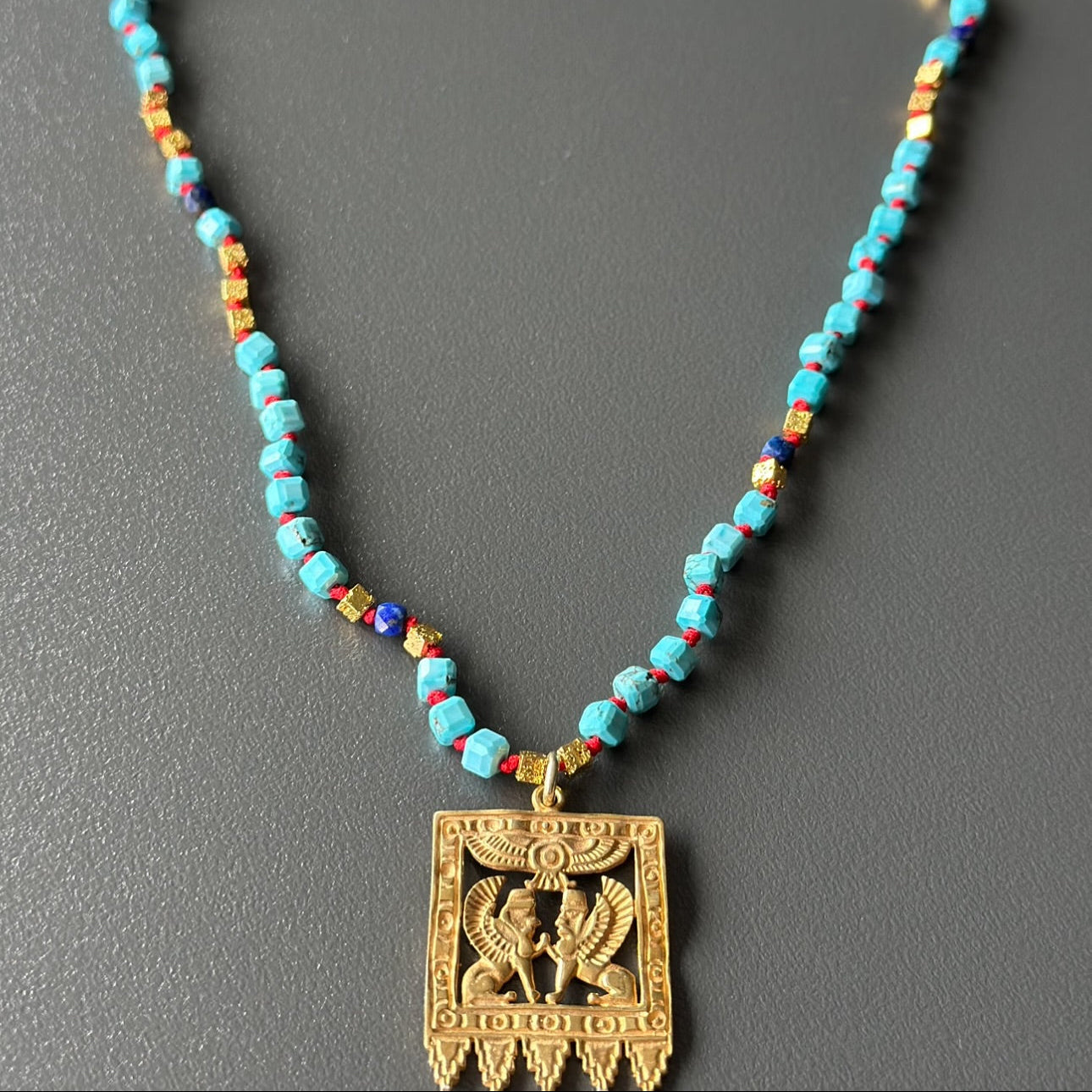 Mesopotamian Turquoise & Gold Layered Necklace