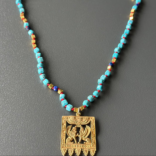 Mesopotamian Turquoise & Gold Layered Necklace